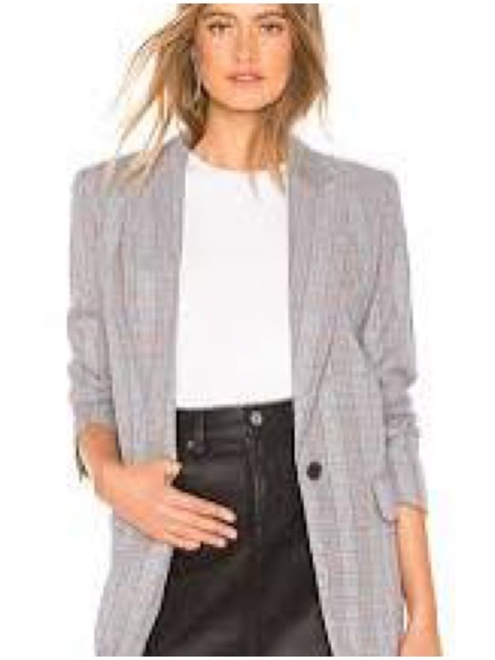 Equipment Gray Glen Plaid Single-Button Blazer